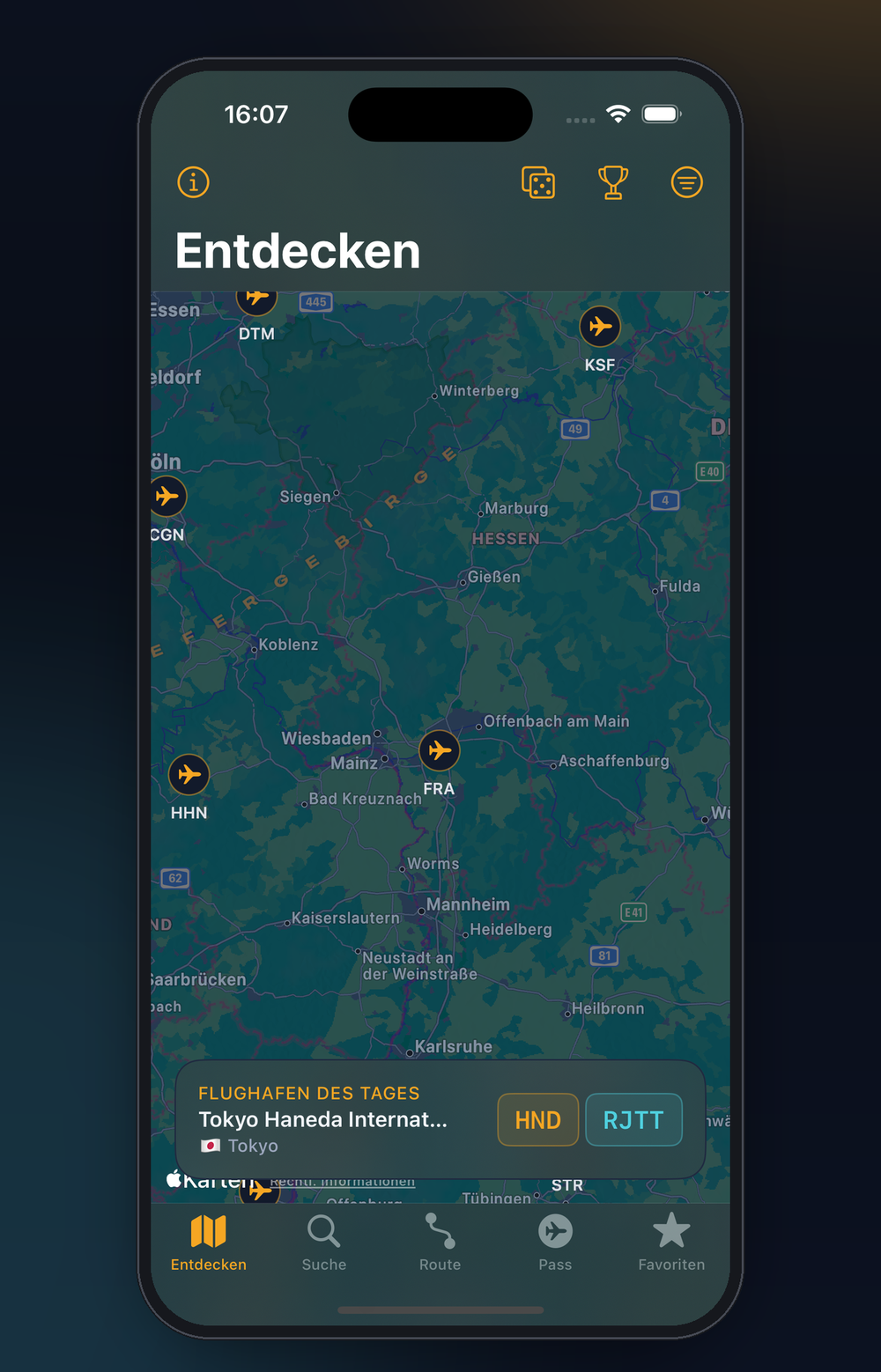 Rekorde und Bestenlisten im Entdecken-Tab.